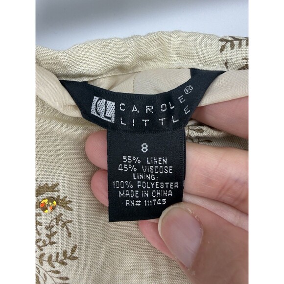 Carole Little Vintage skirt Linen Blend sequin Folk Cottagecore Fairy Midi 8 - Picture 3 of 13